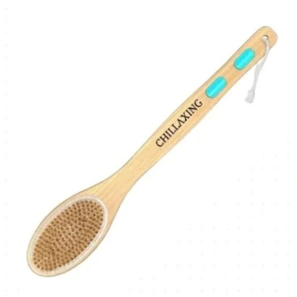 Long Handle Back Scrubber and Body Exfoliator Wood Dual Sided NWT - Picture 2 of 7